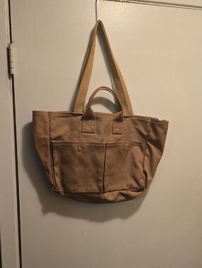 Madewell  Canvas Tote Bag in Tan - Casual Utility Shoulder Tote